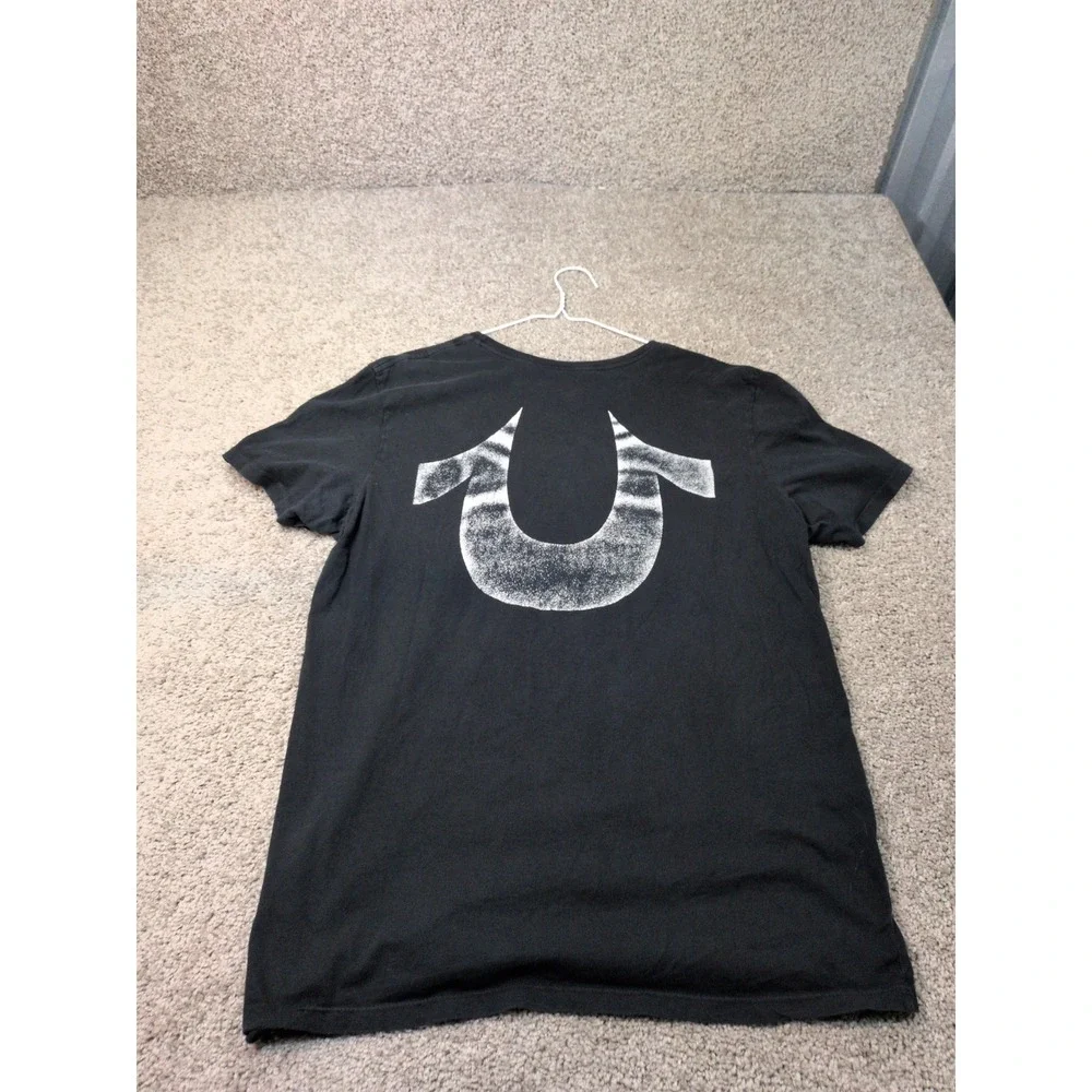 True Religion Mens XL Black Buddha‎ World Tour Horseshoe Graphic T-Shirt Cotton